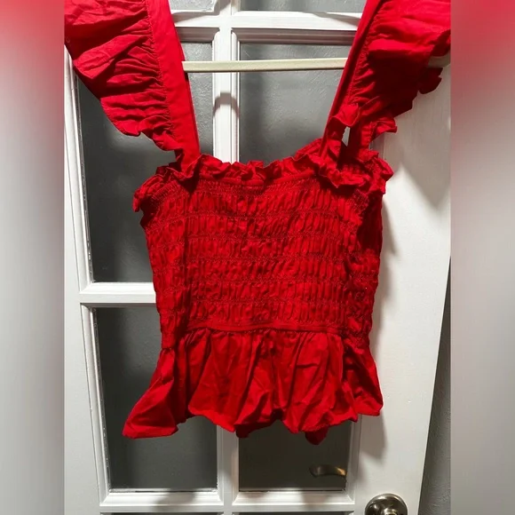 Meraki Smocked Red Top - Picture 2 of 7